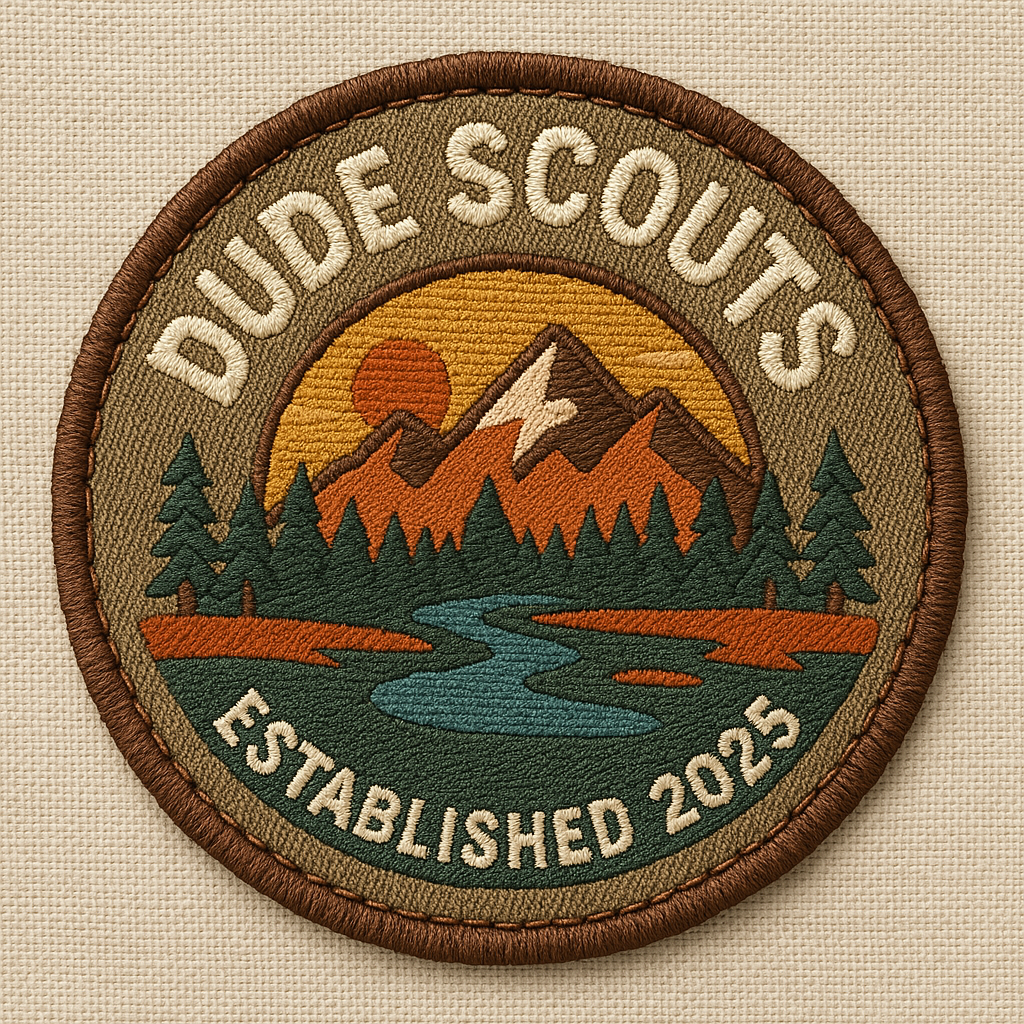 Official Dude Scouts logo and founding member badge.